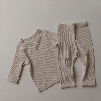 Conjunto de ropa para recién nacidos: Body de algodón acanalado + pantalones tipo leggings. Traje de otoño para niñas y niños con manga larga. Ropa para bebés.