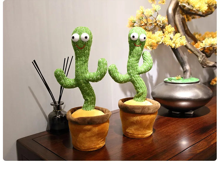 Dancing Cactus, Juguete de Peluche Electrónico Repetidor, Juguetes Interactivos que Pueden Cantar, Grabar, Iluminar, Recargables por USB, Educación Temprana, Regalo Divertido.