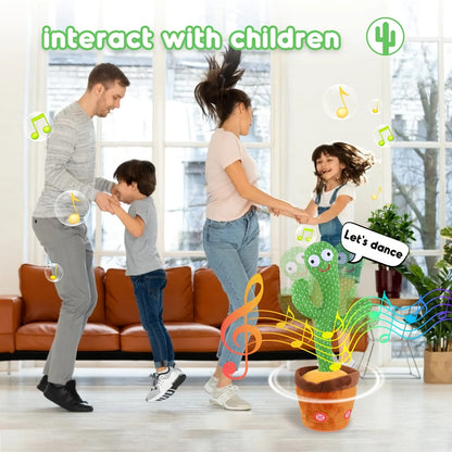 Dancing Cactus, Juguete de Peluche Electrónico Repetidor, Juguetes Interactivos que Pueden Cantar, Grabar, Iluminar, Recargables por USB, Educación Temprana, Regalo Divertido.