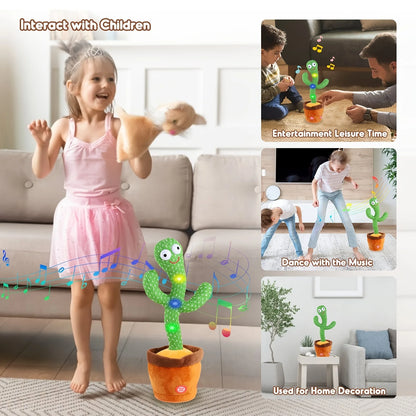 Dancing Cactus, Juguete de Peluche Electrónico Repetidor, Juguetes Interactivos que Pueden Cantar, Grabar, Iluminar, Recargables por USB, Educación Temprana, Regalo Divertido.