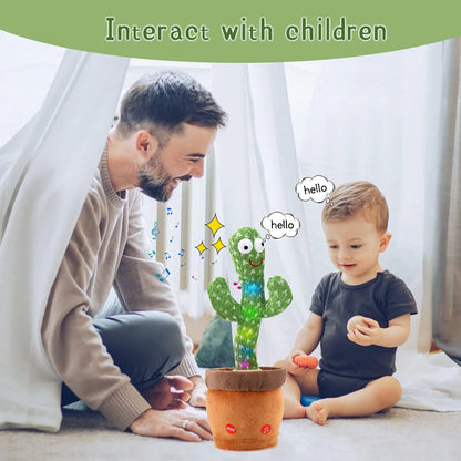 Dancing Cactus, Juguete de Peluche Electrónico Repetidor, Juguetes Interactivos que Pueden Cantar, Grabar, Iluminar, Recargables por USB, Educación Temprana, Regalo Divertido.