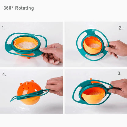 Plato antiderrame para Alimentación de niños, Gyro de Equilibrio Rotativo 360,