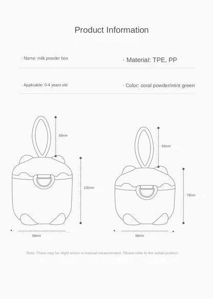 Caja de Leche en Polvo para Bebé, Contenedor de Alimentos para Recién Nacidos, Dispensador de Polvo para Niños, Portátil de Grado Alimenticio PP.