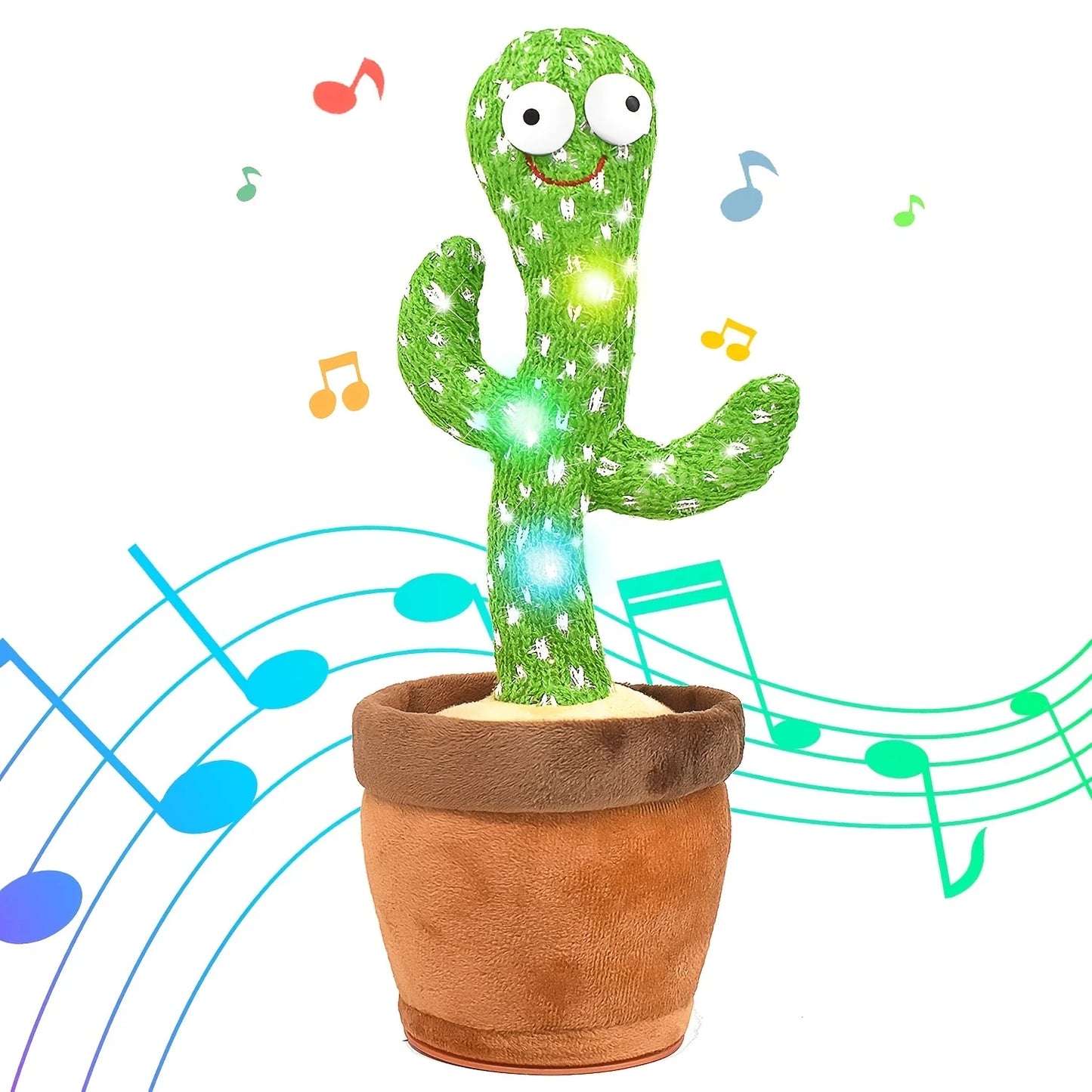 Dancing Cactus, Juguete de Peluche Electrónico Repetidor, Juguetes Interactivos que Pueden Cantar, Grabar, Iluminar, Recargables por USB, Educación Temprana, Regalo Divertido.