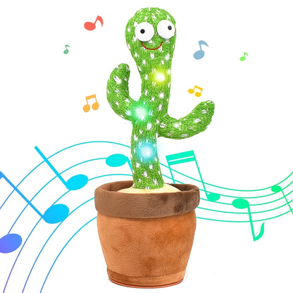 Dancing Cactus, Juguete de Peluche Electrónico Repetidor, Juguetes Interactivos que Pueden Cantar, Grabar, Iluminar, Recargables por USB, Educación Temprana, Regalo Divertido.