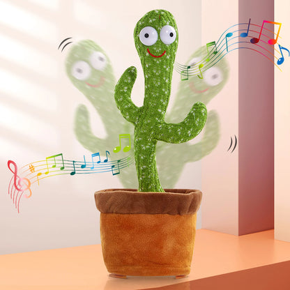 Dancing Cactus, Juguete de Peluche Electrónico Repetidor, Juguetes Interactivos que Pueden Cantar, Grabar, Iluminar, Recargables por USB, Educación Temprana, Regalo Divertido.